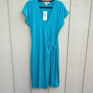 Michael Kors Blue Flutter Sleeve Sheath Dress